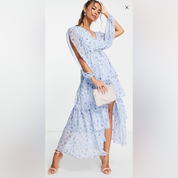 blue floral dress revolve Rosalie Flared Mini Dress – Bleu Fleur S / Bleu Fleur / 80% Lyocell 20% Sillk